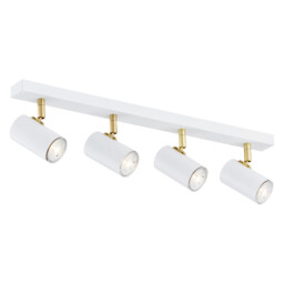 Lagos Ceiling 4 Light Spotlight Bar White Structure, Brass Elements