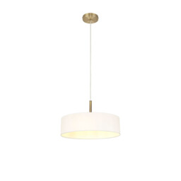 Baymont Antique Brass 5 Light E27 Single Pendant, With 45cm x 15cm Faux Silk Shade, White - thumbnail 5