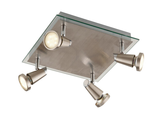 SPOT LED 4 Light Adjustable Spotlight Clusters Nickel 400lm 2700K 26x26x12cm - image 1