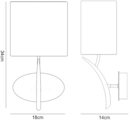Eve Wall Lamp Switched 1 Light E27, Polished Chrome with White Oval Shade - thumbnail 2