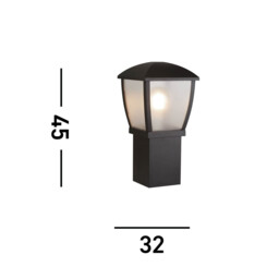 Outdoor Post (450mm Height) - Black With Clear Frosted Panels - thumbnail 3