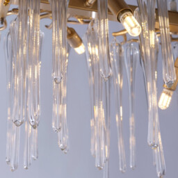 Heritage 10 Light Diner Bar Celling Pendant, Gold Metal and Clear Glass - thumbnail 3