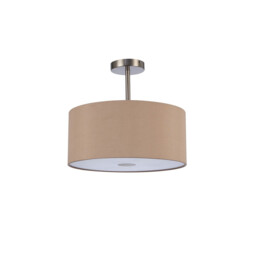 Baymont Satin Nickel 3 Light E27 Semi Flush With 40cm x 18cm Dual Faux Silk Shade, Antique Gold/Ruby - thumbnail 5