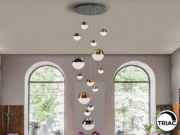 Sphere Cluster Pendant Ceiling 14 Light Chrome, Gold, Copper LED 3000K Dimmable