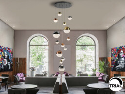 Sphere Cluster Pendant Ceiling 14 Light Chrome, Gold, Copper LED 3000K Dimmable - thumbnail 2