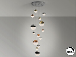 Sphere Cluster Pendant Ceiling 14 Light Chrome, Gold, Copper LED 3000K Dimmable - thumbnail 5