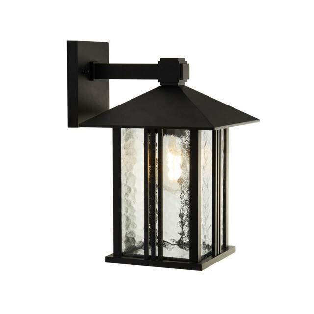 1 Light Outdoor Wall   Porch Light - Black With Water Glass - image 1