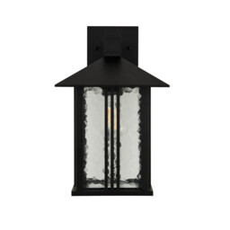 1 Light Outdoor Wall   Porch Light - Black With Water Glass - thumbnail 2