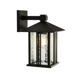 1 Light Outdoor Wall   Porch Light - Black With Water Glass
