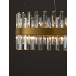 Crown 7 Light Pendant Ceiling Light Satin Gold Metal Clear Crystal (48 pcs) LED G9 - thumbnail 5