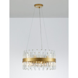 Crown 7 Light Pendant Ceiling Light Satin Gold Metal Clear Crystal (48 pcs) LED G9 - thumbnail 2