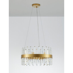 Crown 7 Light Pendant Ceiling Light Satin Gold Metal Clear Crystal (48 pcs) LED G9 - thumbnail 3
