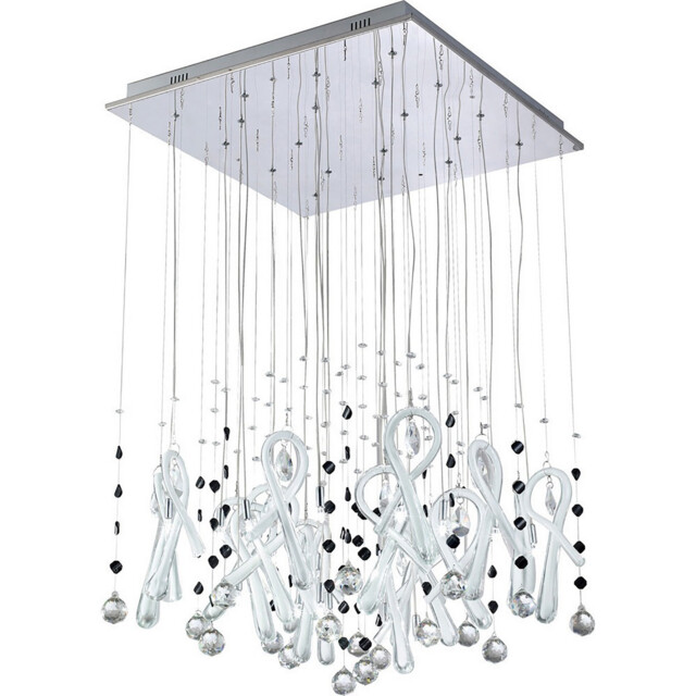 Class Pendant Square 20 Light G4 Polished Chrome/White Glass/Crystal, NOT LED/CFL Compatible - image 1