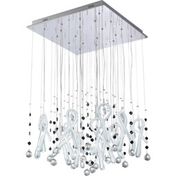 Class Pendant Square 20 Light G4 Polished Chrome/White Glass/Crystal, NOT LED/CFL Compatible - thumbnail 1