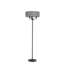 Banyan 3 Light Switched Floor Lamp With 45cm x 15cm Organza Shade Matt Black/Grey - thumbnail 5