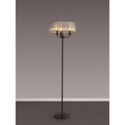Banyan 3 Light Switched Floor Lamp With 45cm x 15cm Organza Shade Matt Black/Grey - thumbnail 2