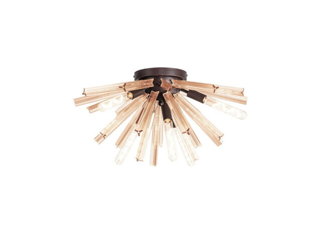 Hornby 6 Light E14, Semi Flush Brown Oxide , Champagne Gold Glass - image 1