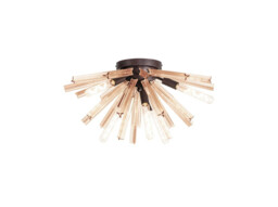 Hornby 6 Light E14, Semi Flush Brown Oxide , Champagne Gold Glass