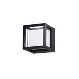 Agosto Square Outdoor Modern Wall Lamp Black Aluminium, LED 6W 420Lm 3000K IP54 - thumbnail 1
