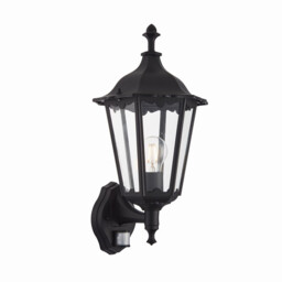 Burford PIR Outdoor Wall Lantern Matt Black Paint, Glass IP44, E27