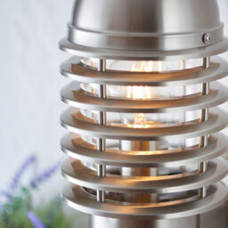 Louvre Pir 1 Light Outdoor Wall Brushed Stainless Steel IP44, E27 - thumbnail 3