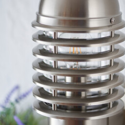 Louvre Pir 1 Light Outdoor Wall Brushed Stainless Steel IP44, E27 - thumbnail 5