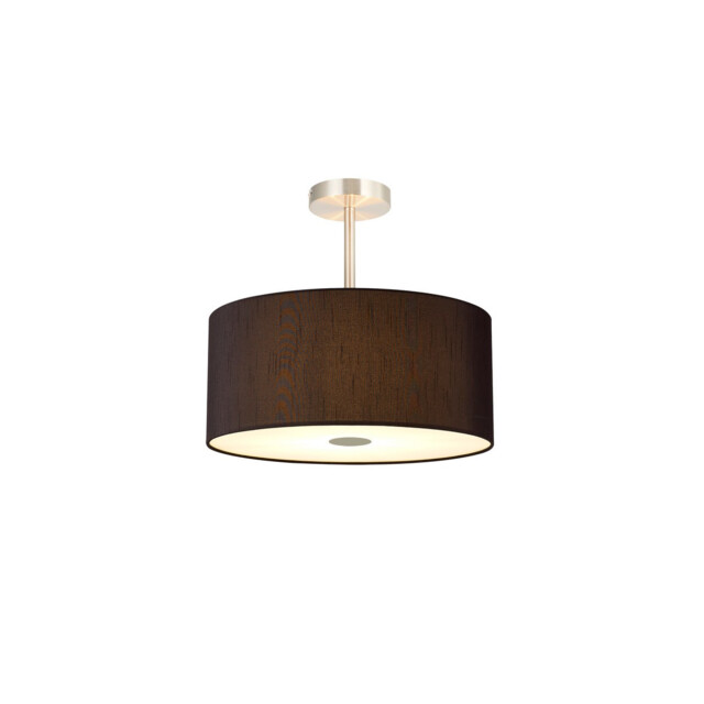 Baymont Satin Nickel 5 Light E27 Semi Flush With 40cm Faux Silk Shade, Black/White Laminate - image 1