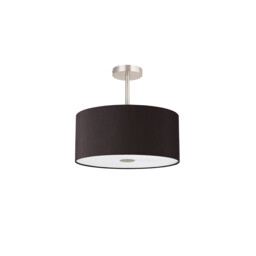 Baymont Satin Nickel 5 Light E27 Semi Flush With 40cm Faux Silk Shade, Black/White Laminate - thumbnail 5