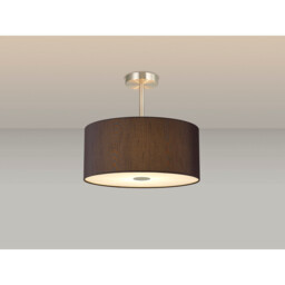 Baymont Satin Nickel 5 Light E27 Semi Flush With 40cm Faux Silk Shade, Black/White Laminate - thumbnail 2