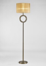 Florence Round Floor Lamp with Soft Bronze Shade 1 Light Antique Brass, Crystal - thumbnail 2