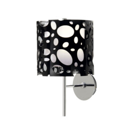 Lupin Wall Lamp E27, Gloss Black/White Acrylic/Polished Chrome, CFL Lamps INCLUDED - thumbnail 1