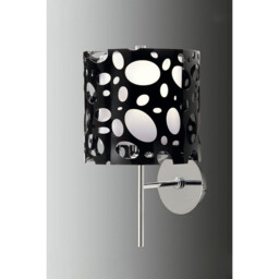 Lupin Wall Lamp E27, Gloss Black/White Acrylic/Polished Chrome, CFL Lamps INCLUDED - thumbnail 2