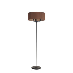 Banyan 3 Light Switched Floor Lamp With 50cm x 20cm Dual Faux Silk Fabric Shade Matt Black/Raw Cocoa - thumbnail 5