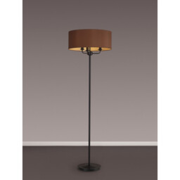 Banyan 3 Light Switched Floor Lamp With 50cm x 20cm Dual Faux Silk Fabric Shade Matt Black/Raw Cocoa - thumbnail 2