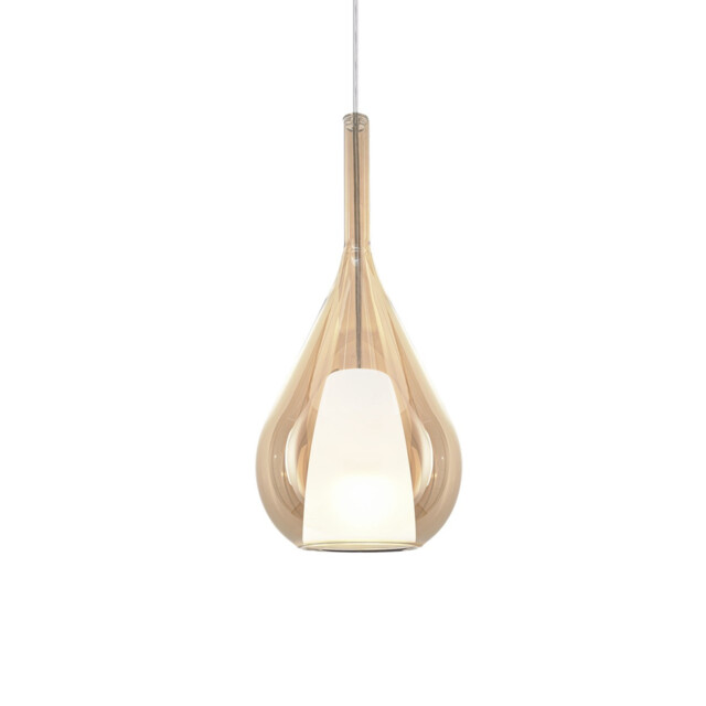 Kalique Ill 18cm Teardrop Dome Pendant Ceiling Light Amber 1x E27 - image 1