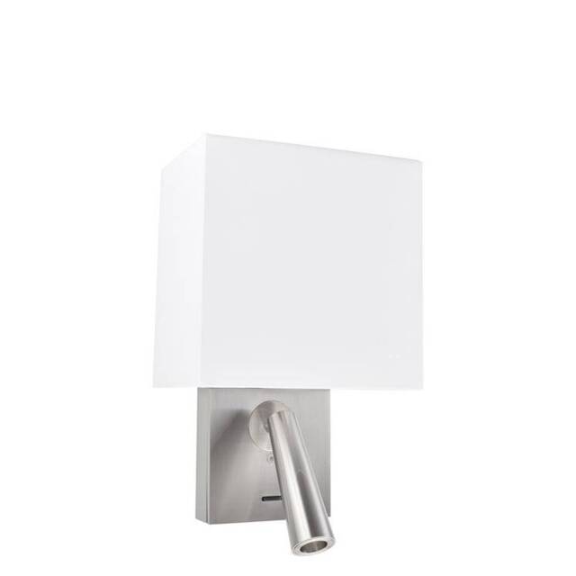 Gamma LED Wall Light with Reading Light Square Shade Satin Nickel 179lm 2700K - Special Offer - image 1