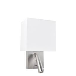 Gamma LED Wall Light with Reading Light Square Shade Satin Nickel 179lm 2700K - Special Offer
