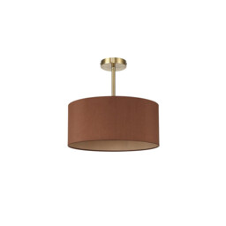 Baymont Antique Brass E27 Semi Flush With 40cm x 18cm Dual Faux Silk Shade, Raw Cocoa/Grecian Bronze - thumbnail 5
