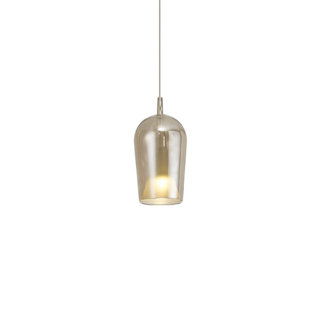 Elsa Assembly Pendant (WITHOUT PLATE) With Champagne Glass Shade, 1 Light E27, Bronze Glass With Frosted Inner Cone - image 1