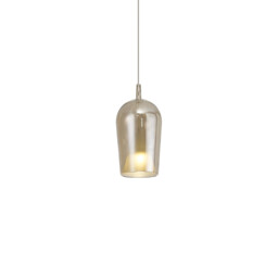 Elsa Assembly Pendant (WITHOUT PLATE) With Champagne Glass Shade, 1 Light E27, Bronze Glass With Frosted Inner Cone