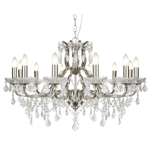 Paris 12 Light Chandelier Satin Silver Finish, E14