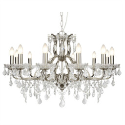 Paris 12 Light Chandelier Satin Silver Finish, E14