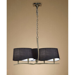 Ninette Pendant 3 Arm 6 Light E14 With Black Shades Antique Brass - thumbnail 2