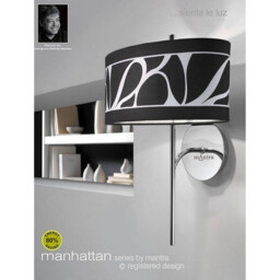 Manhattan Wall Lamp 1 Light E14 Swing Arm, Polished Chrome With Black Patterned Shade - thumbnail 3