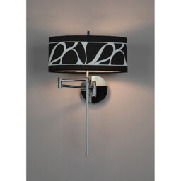 Manhattan Wall Lamp 1 Light E14 Swing Arm, Polished Chrome With Black Patterned Shade - thumbnail 2