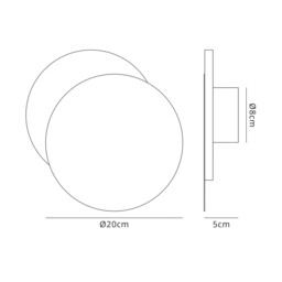 Altona Magnetic Base Wall Lamp, 12W LED 3000K 498lm, 20, 19cm Round Right Offset, Sand White, Acrylic Frosted Diffuser - thumbnail 2