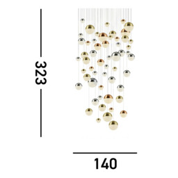 Planets 55 Light Pendant Copper, Chrome, Satin Brass Balls & Crystal Sand 4000K - thumbnail 2
