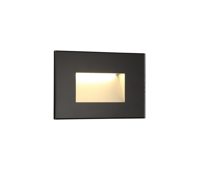 Hillsdale Recessed Rectangle Wall Lamp, 1 x 3.3W LED, 3000K, 145lm, IP65, Black - image 1