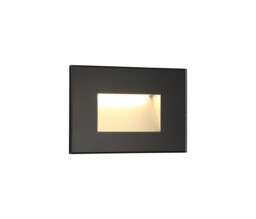 Hillsdale Recessed Rectangle Wall Lamp, 1 x 3.3W LED, 3000K, 145lm, IP65, Black - thumbnail 1