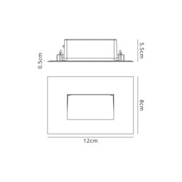 Hillsdale Recessed Rectangle Wall Lamp, 1 x 3.3W LED, 3000K, 145lm, IP65, Black - thumbnail 2